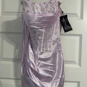 Elegant Strapless Lavender Dress